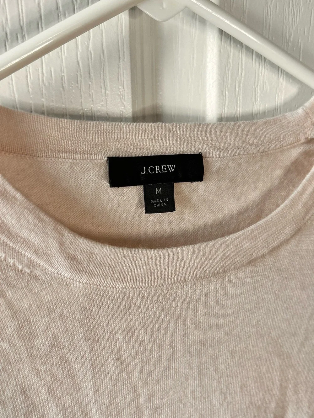 J. Crew Womens M Lightweight Beige Crewneck Sweater Wool Blend Preppy Minimalist
